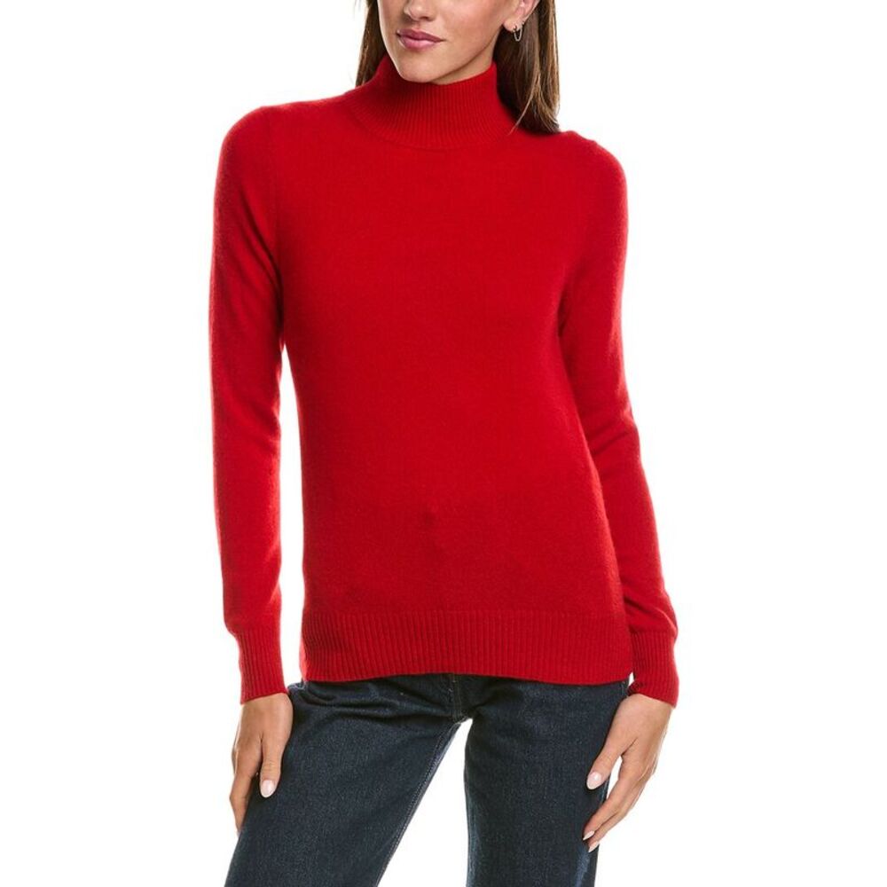 Incashmere Womens Basic Mock Neck 100% Cashmere Sweater, Red